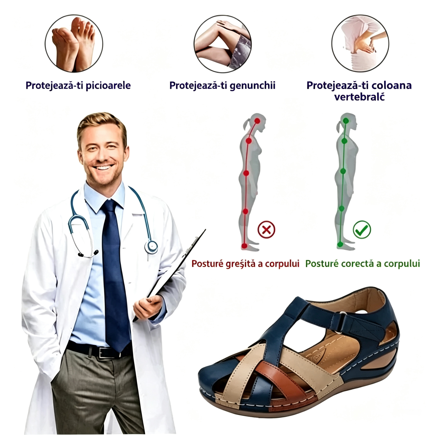 🔥Sandale ortopedice ergonomice — cu suport pentru arcul plantar pentru ameliorarea durerii de picior, stabilizarea călcâiului și reducerea instabilității la mers