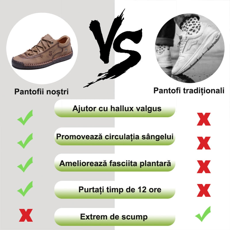 【🔥50% reducere astăzi - nu o ratați】 Pantofi ortopedici cu design ergonomic - piele de înaltă calitate + cusut manual 👞